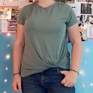 Green Tied-Front Blouse